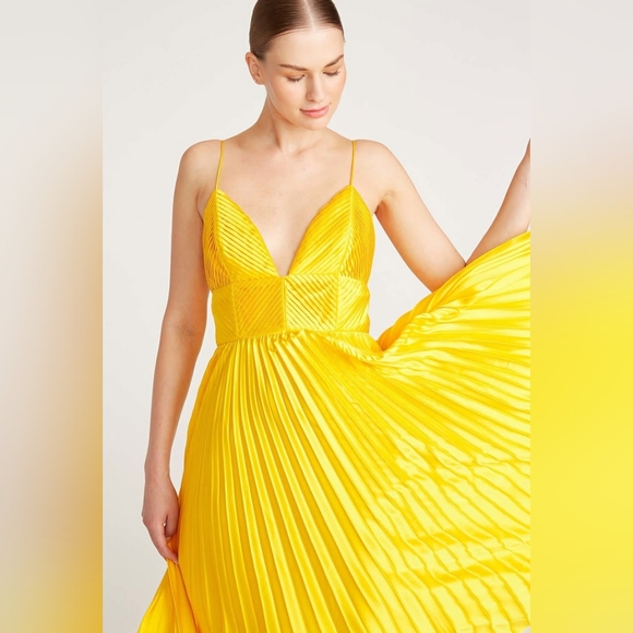 Amur Vibrant Yellow Viv Mitered Dress,Nwt - Picture 1 of 11